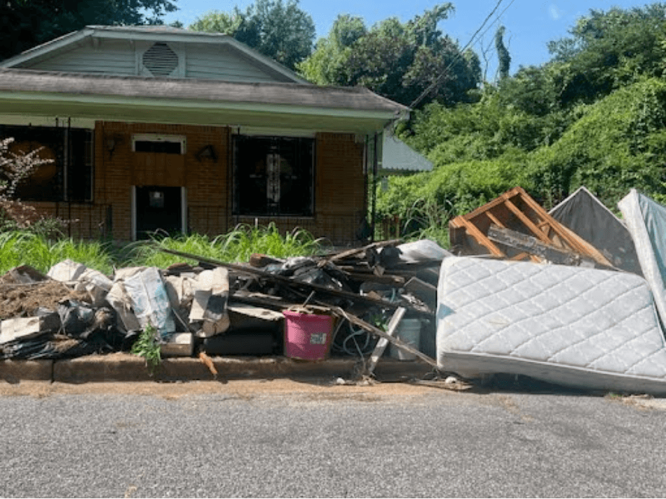 Discarded trash pile on West Waldorf Avenue in South Memphis...